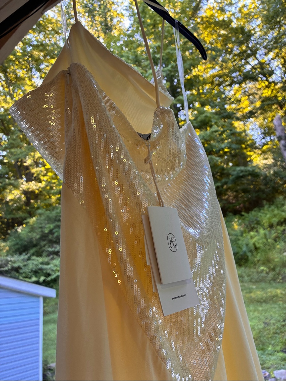 Peppermayo Pale Yellow Sequin Cowl Slip Maxi Dress - Picture 10 of 14